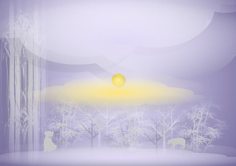 Bear and Cub in Forest — Purple