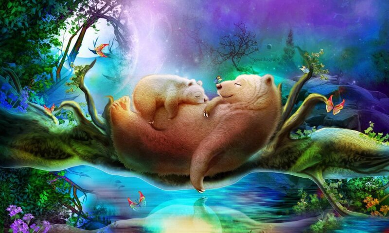 Bear and Cub Sleeping