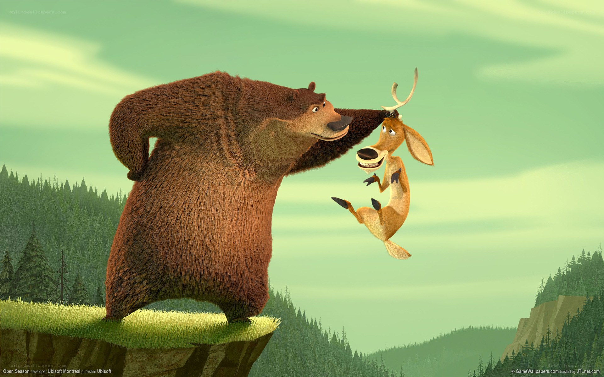 bear and deer in forest