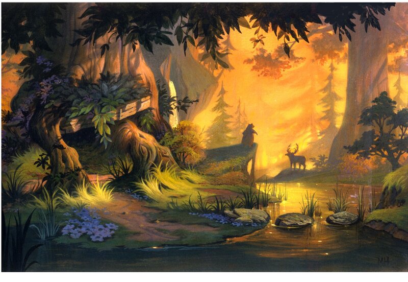 Bear and Deer in Forest — Orange