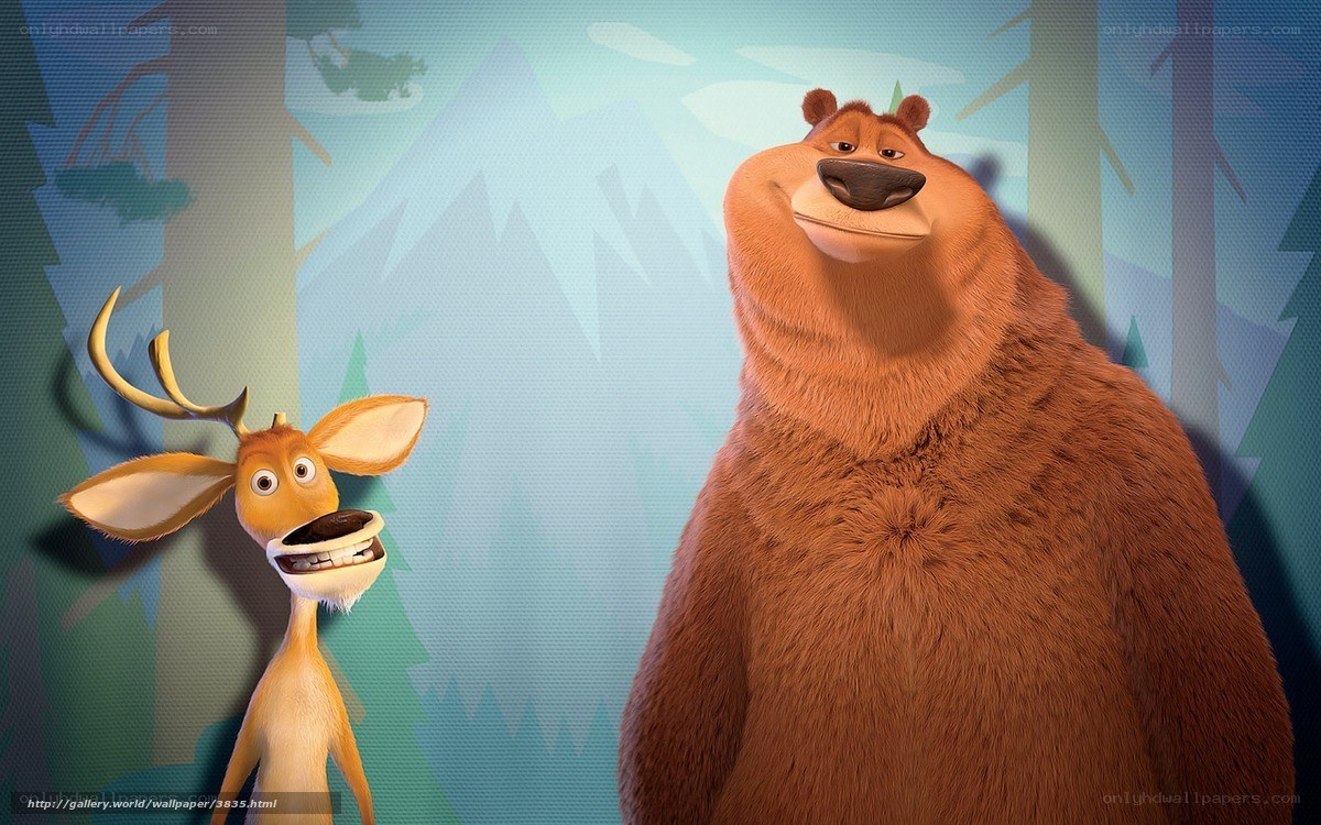 Bear and Deer in Forest