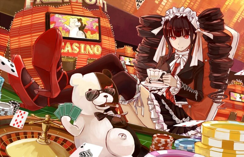 Bear and Girl in Casino — Red
