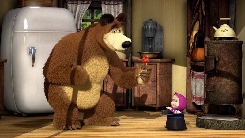 Bear and Girl in Kitchen — Brown