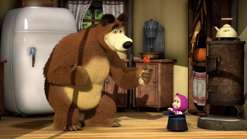 Bear and Girl in Kitchen