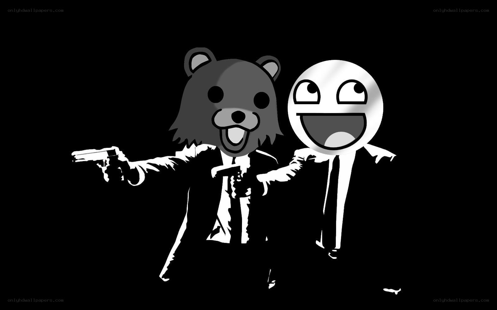 bear and smiley face with guns
