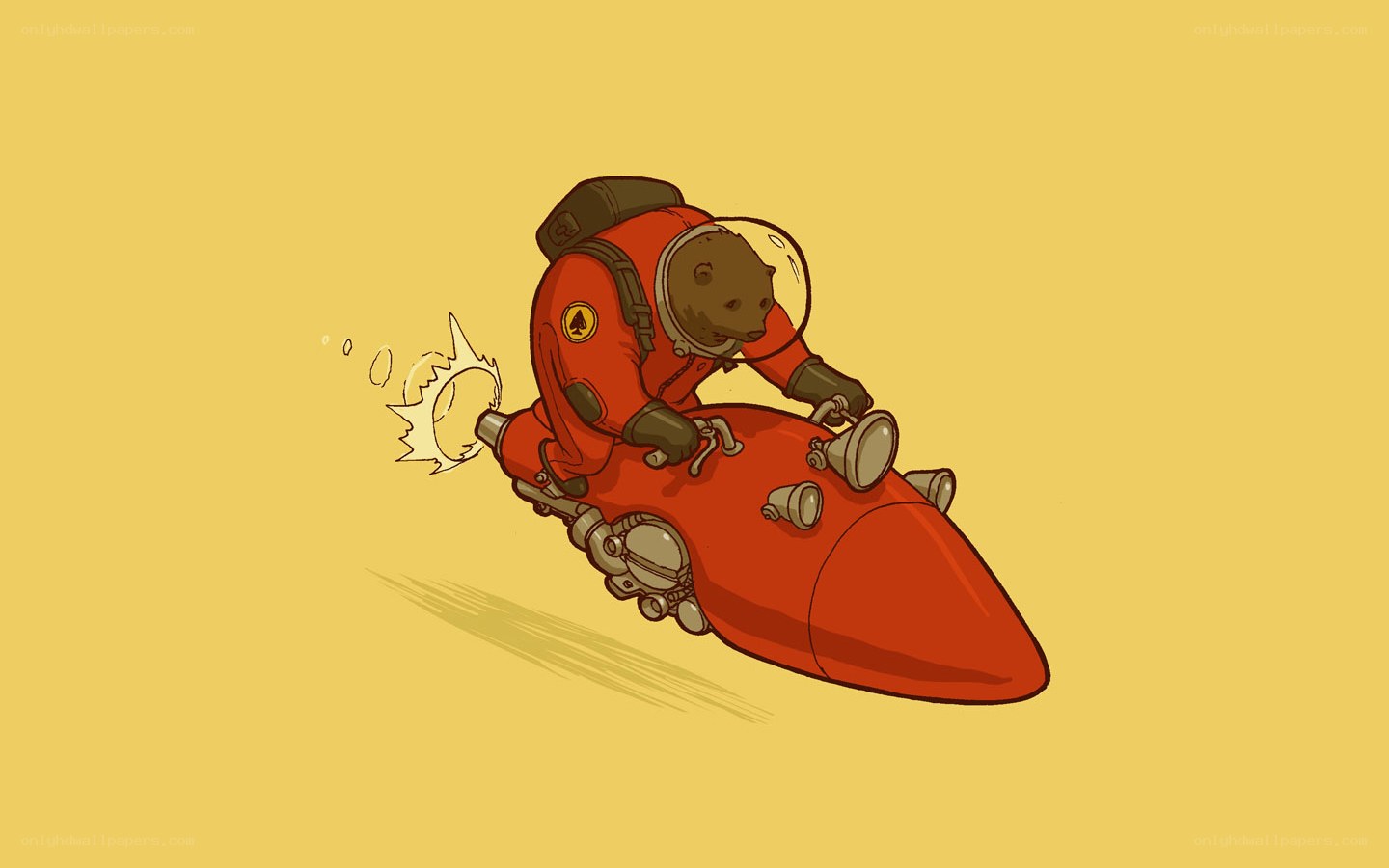 bear astronaut on rocket sled