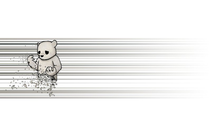 bear character disintegrating