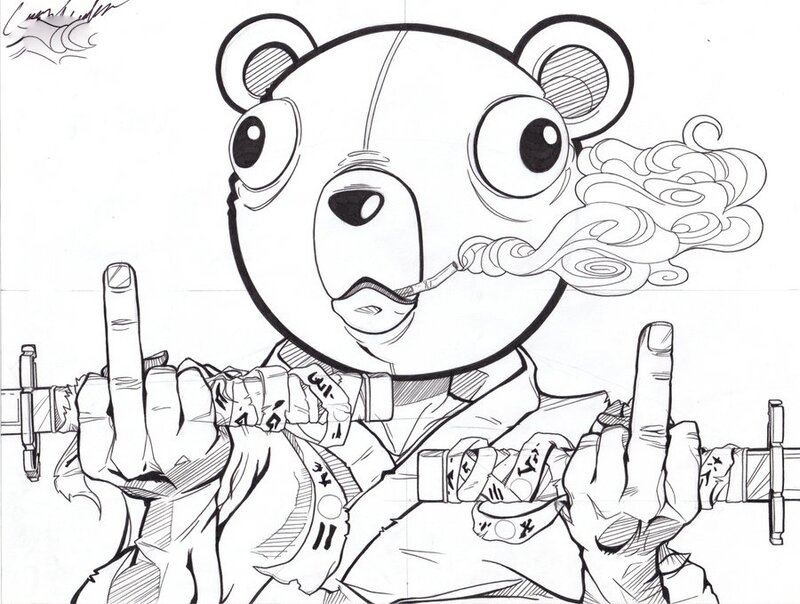 bear character with swords