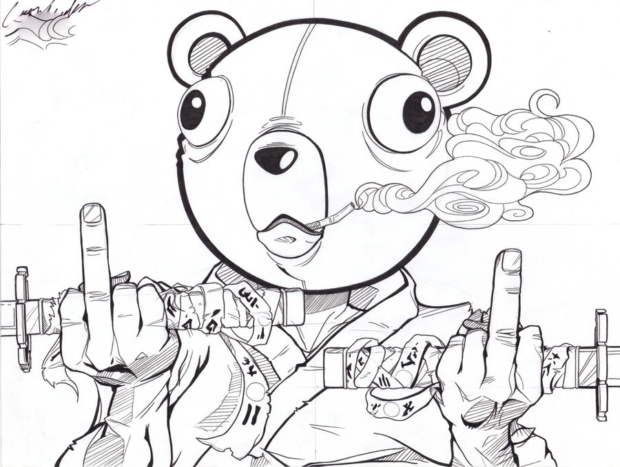 bear character with swords