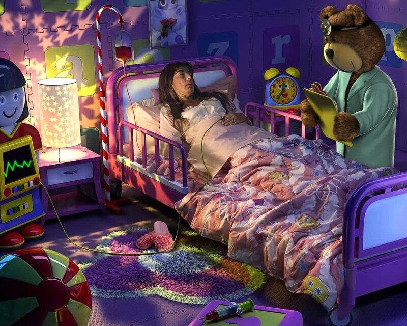 Bear doctor in a child's room