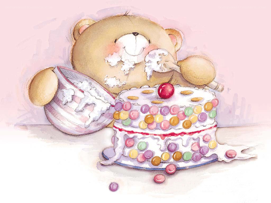 bear eating cake