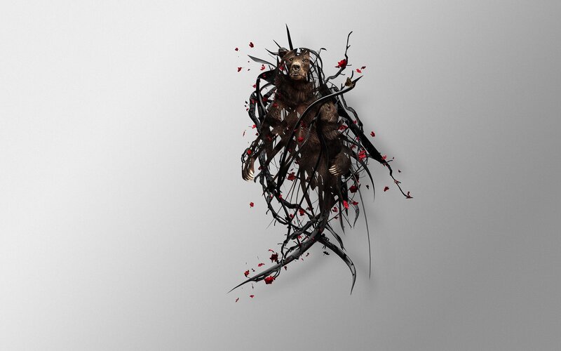 Bear Entangled in Vines