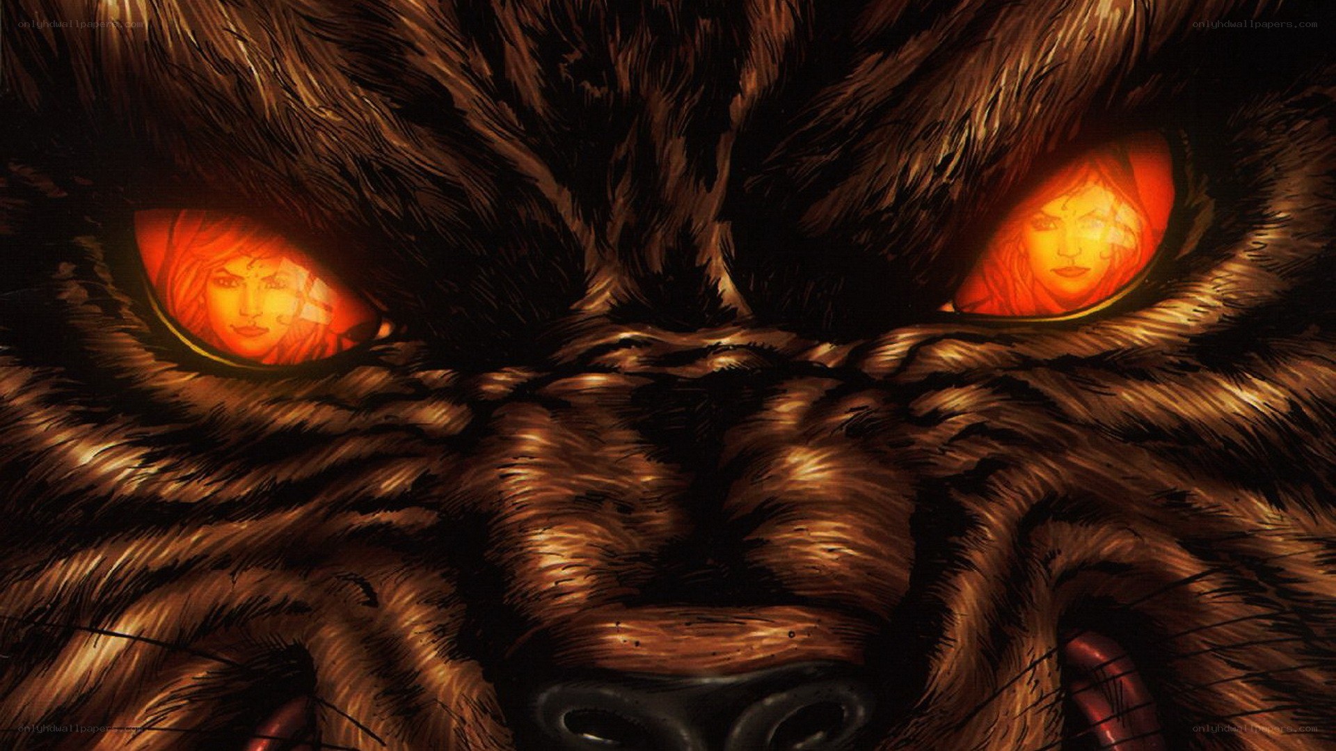 bear eyes with glowing faces