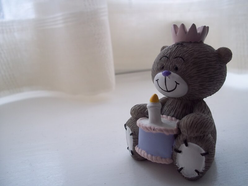 Bear Figurine with Cake