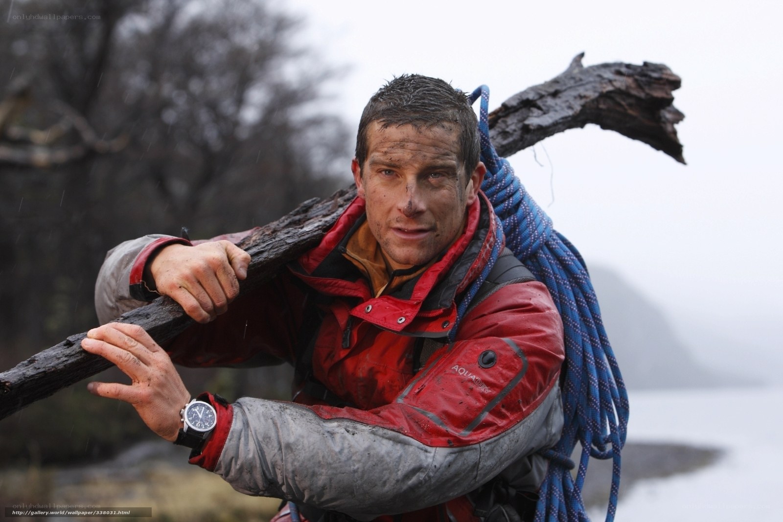 Bear Grylls in rugged terrain