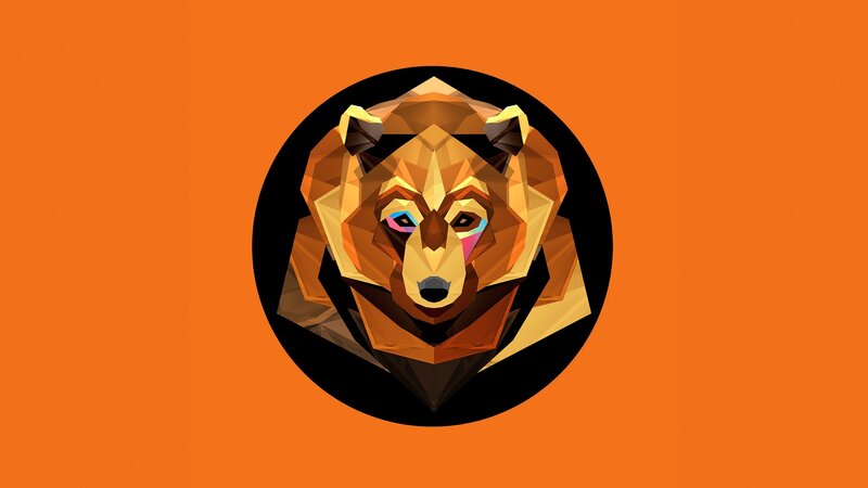 Bear Head Portrait — Orange