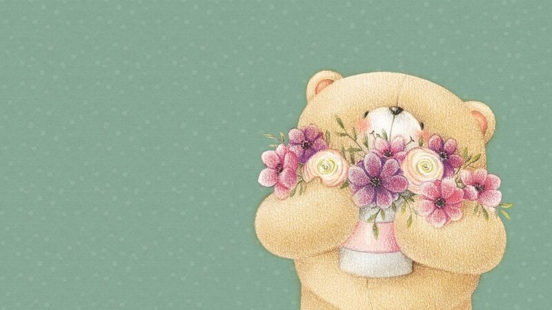 bear holding flowers