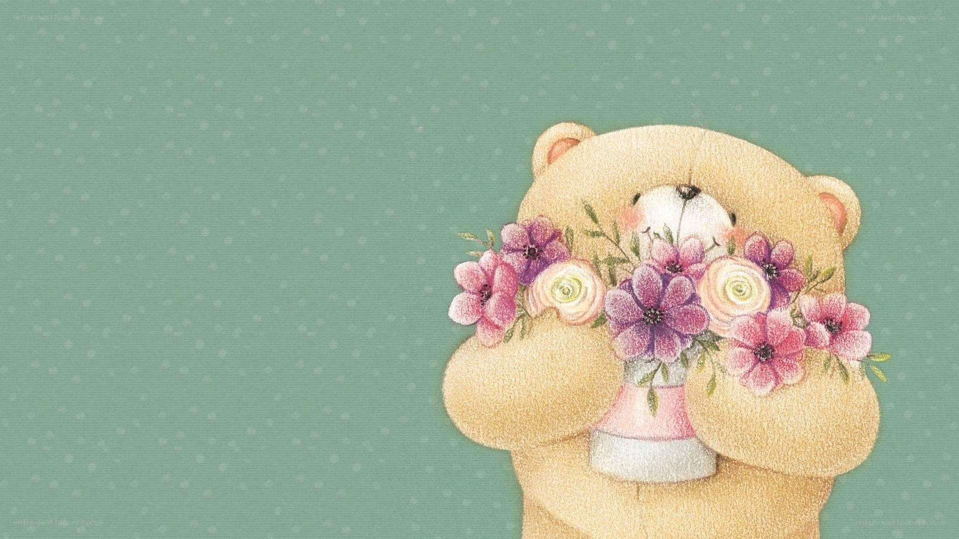 bear holding flowers