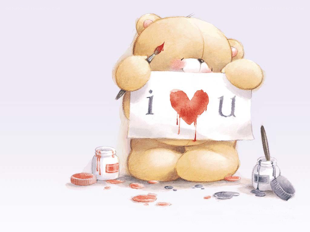 bear holding i love u sign