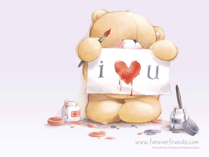 bear holding i love you sign
