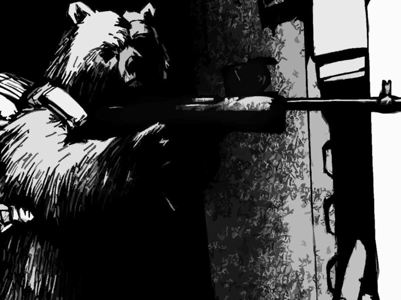 Bear Holding Rifle — Black