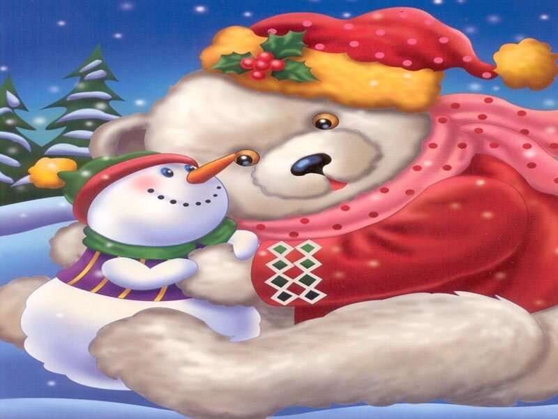 Bear Holding Snowman