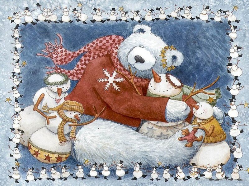 Bear Hugging Snowmen