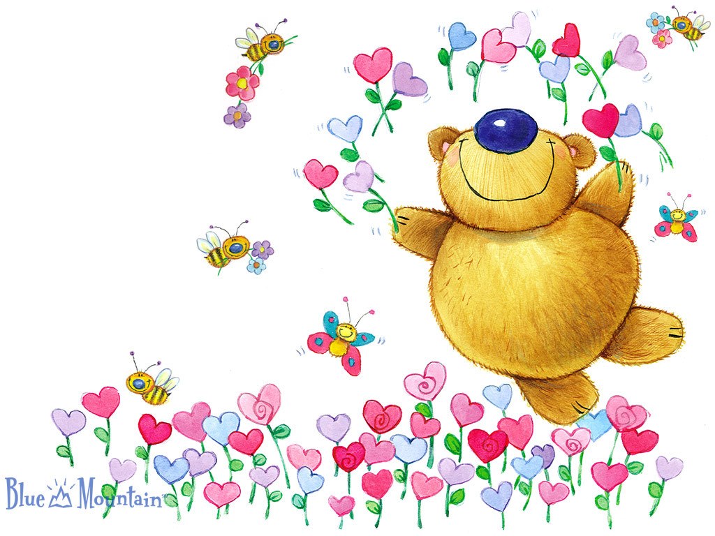 bear in a heart garden