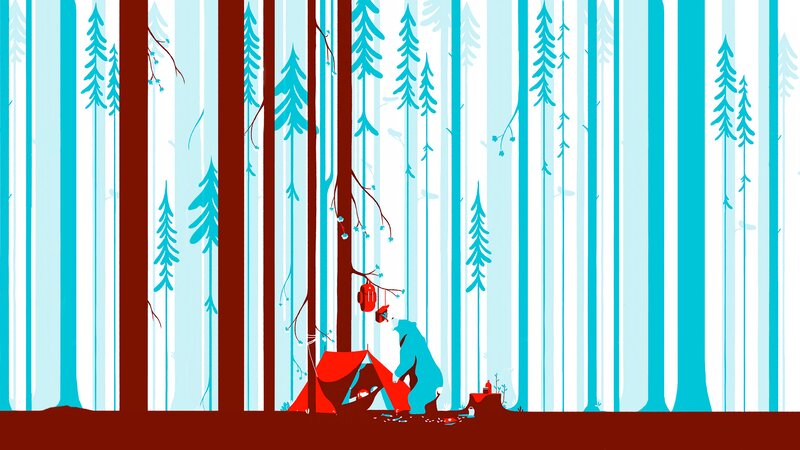 Bear in Forest — Red
