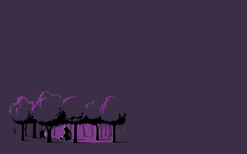 bear in purple forest
