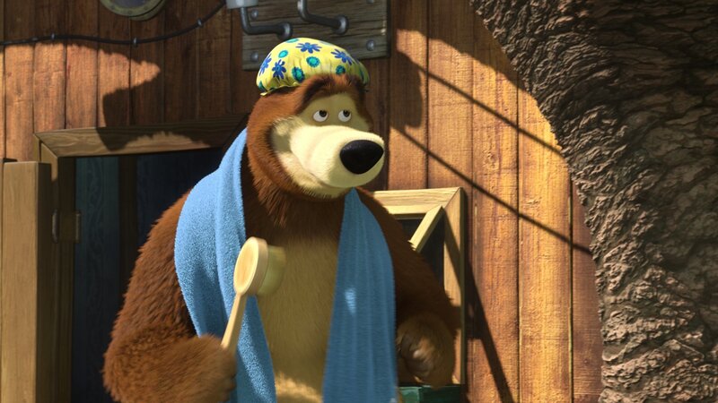 bear in towel and cap