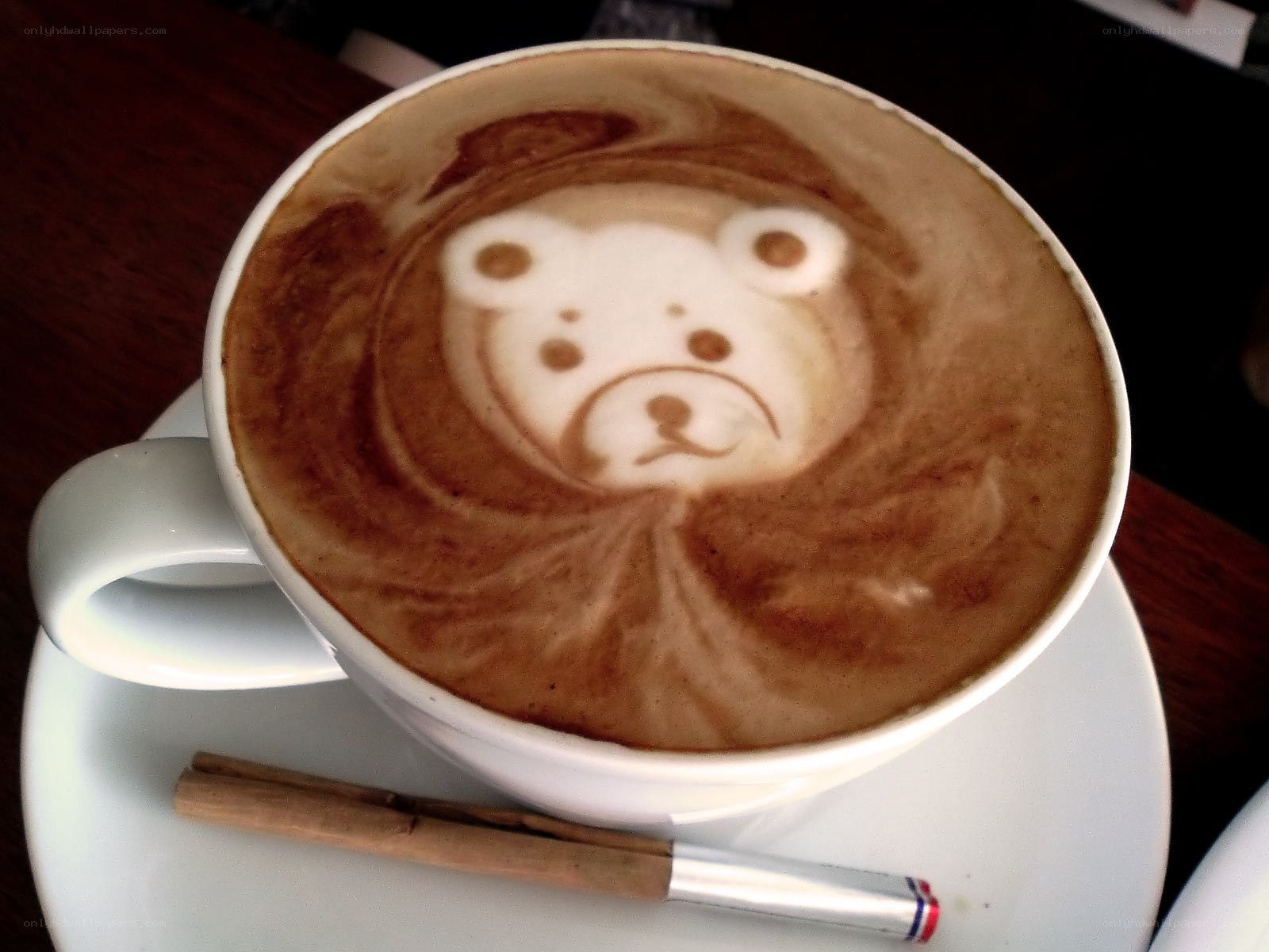 bear latte art in a cup