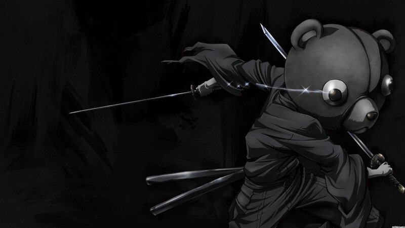 Bear-like Character with Swords — Black, Dramatic