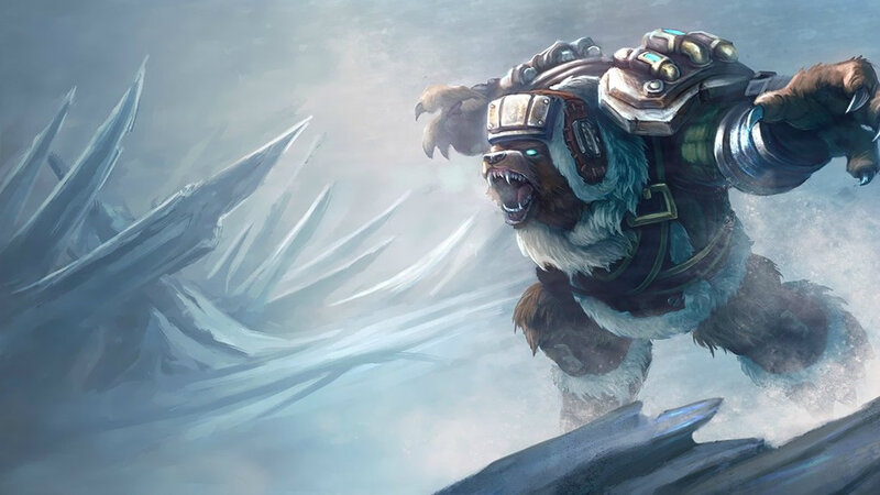Bear-like Creature in Armor — Blue, Dramatic, Winter