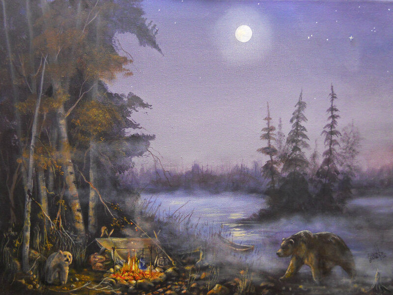 Bear Near Campfire