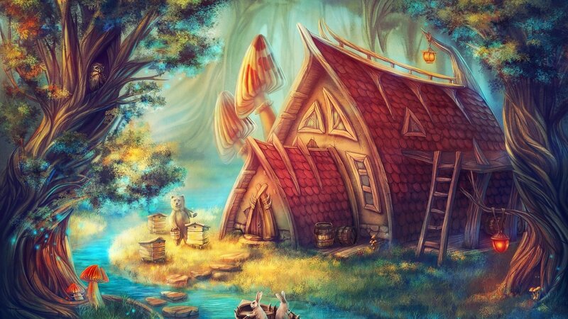 Bear Near Mushroom House