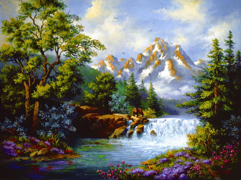 Bear Near Waterfall