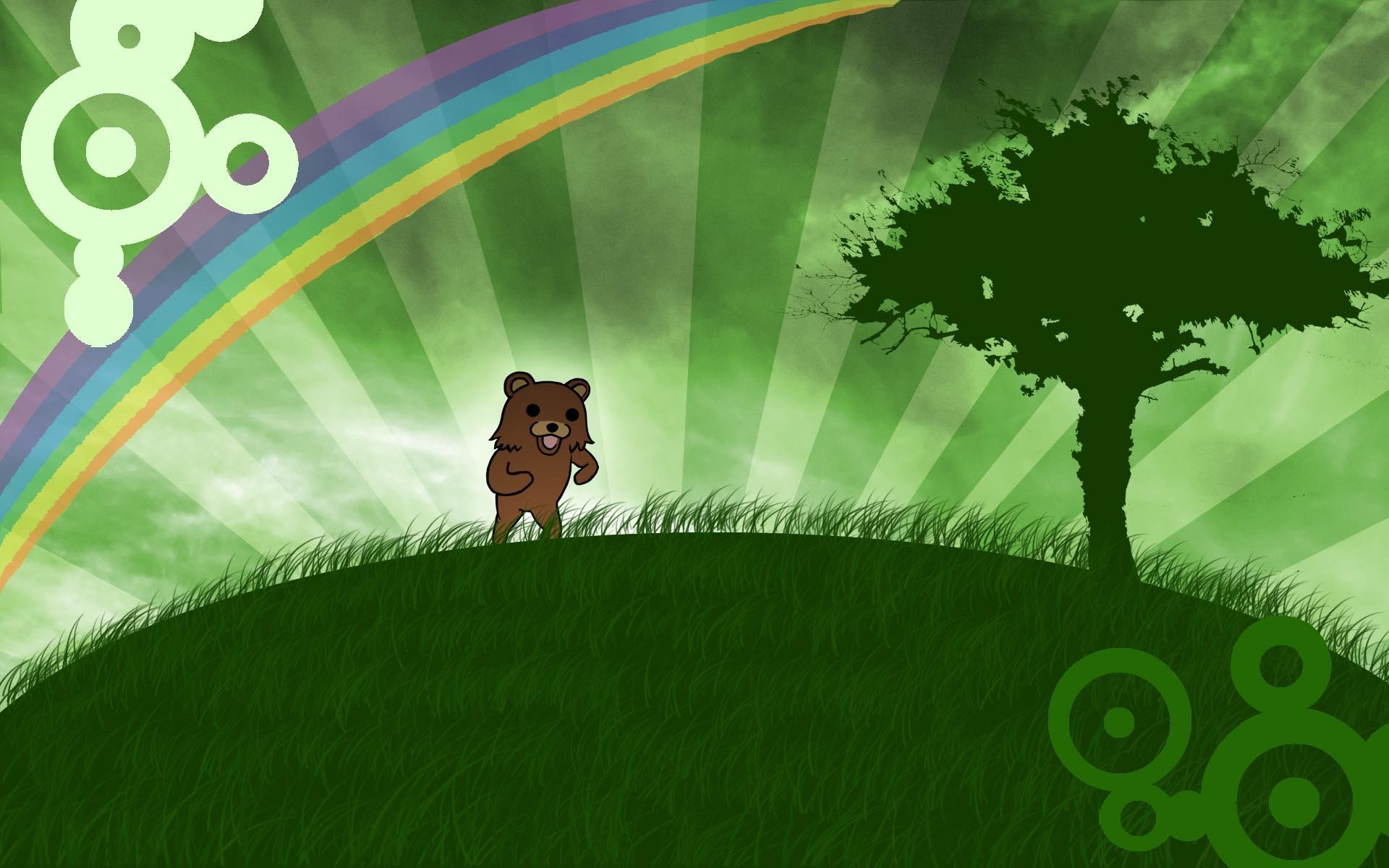 bear on a green hill