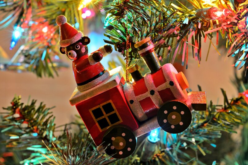 Bear on Train Ornament