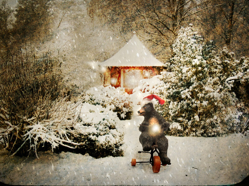 Bear on Tricycle — White