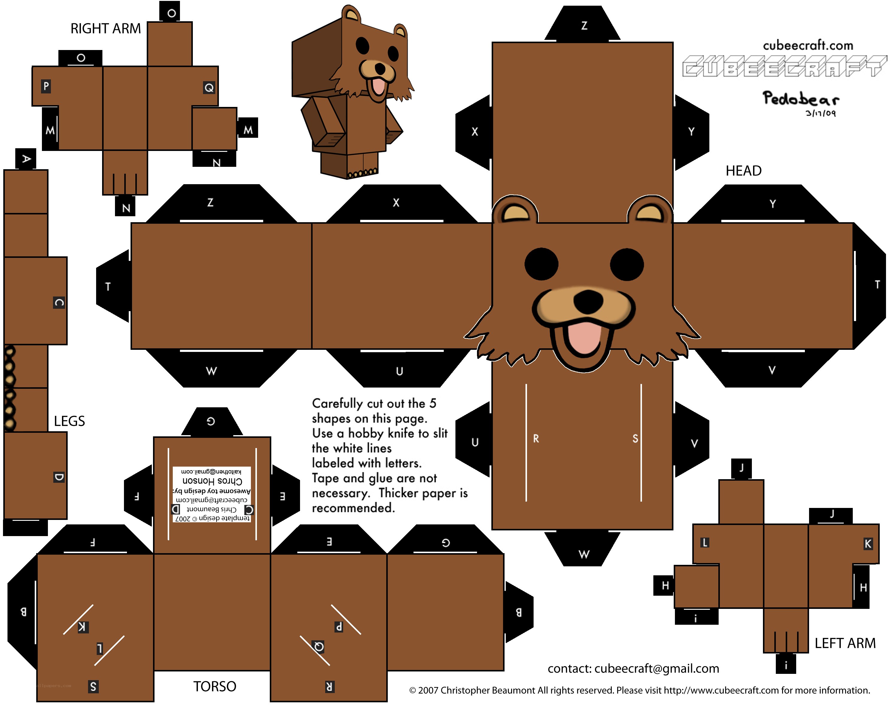 Bear papercraft template