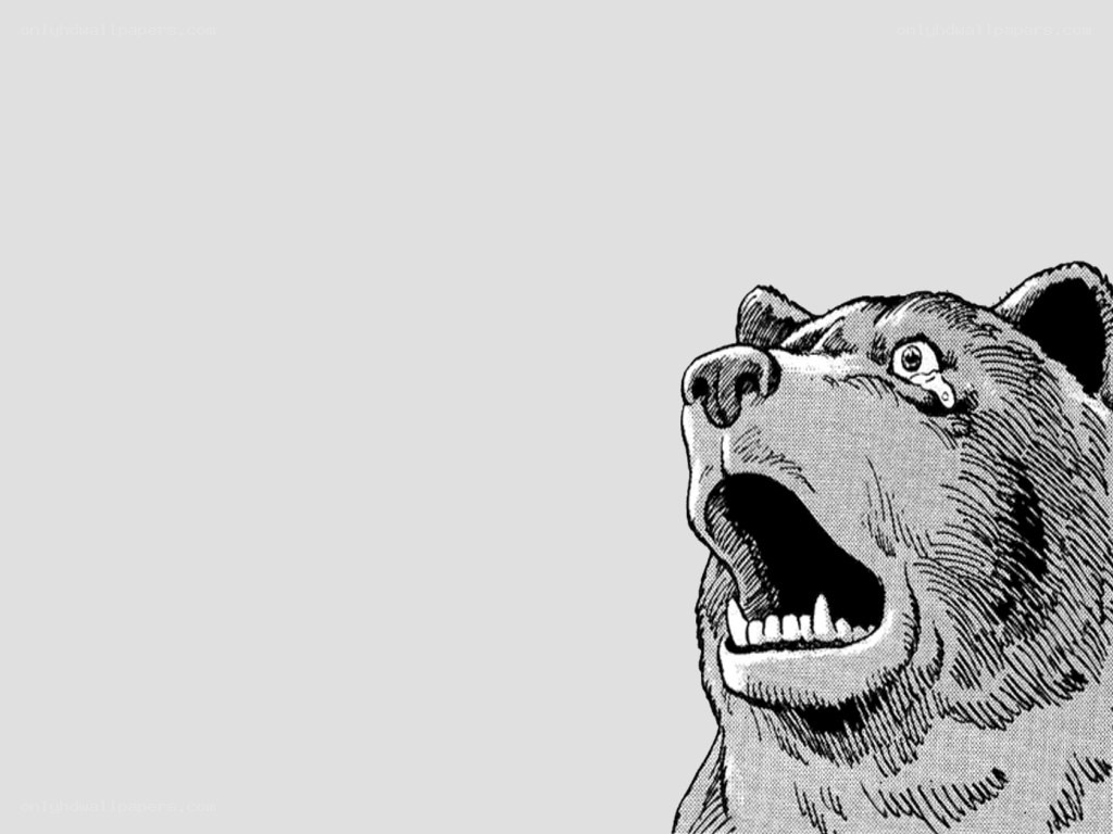 bear roaring in manga style