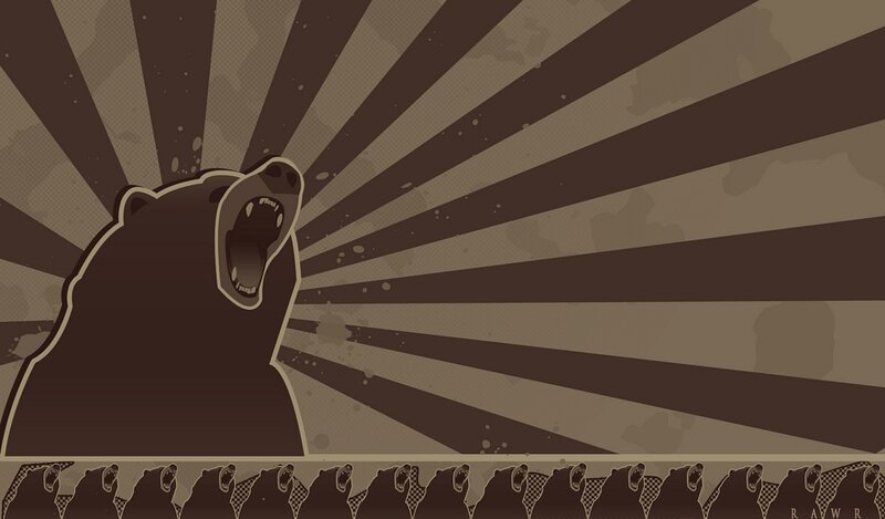 bear roaring with crowd