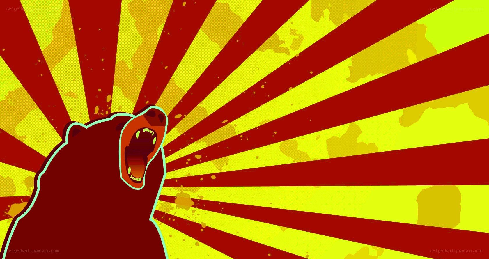 bear roaring with sunburst