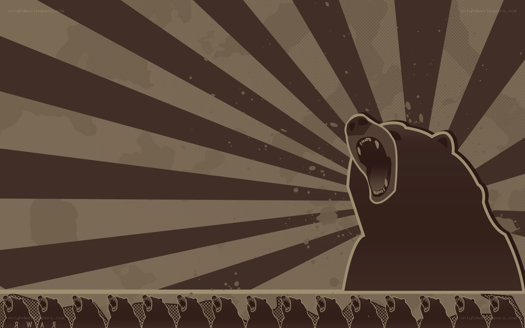 bear roaring with sunburst
