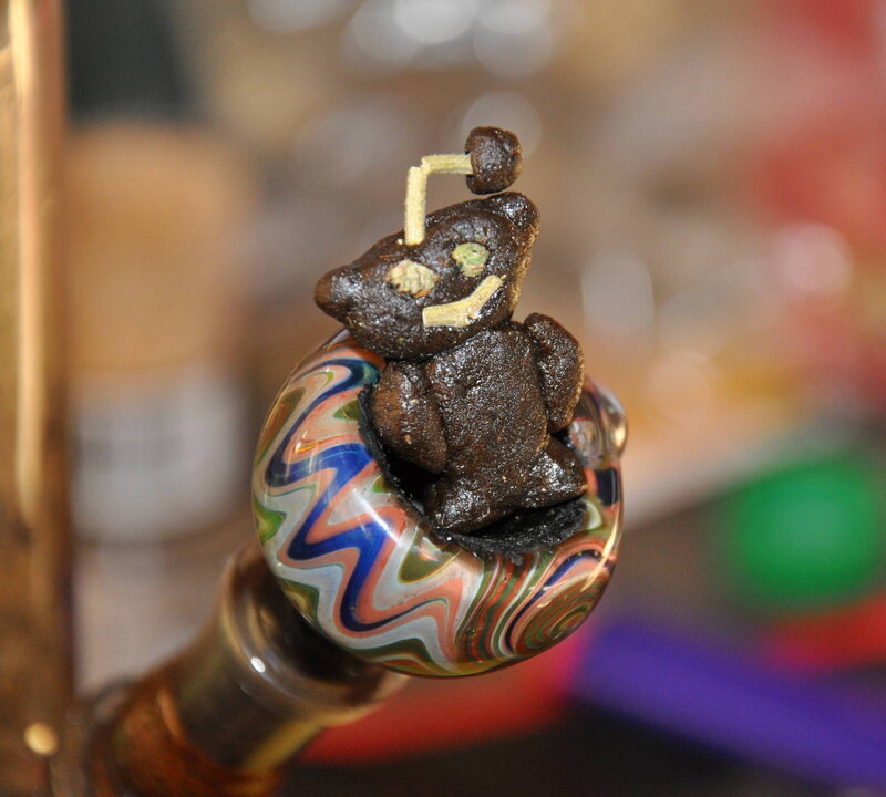 bear-shaped hash on a pipe