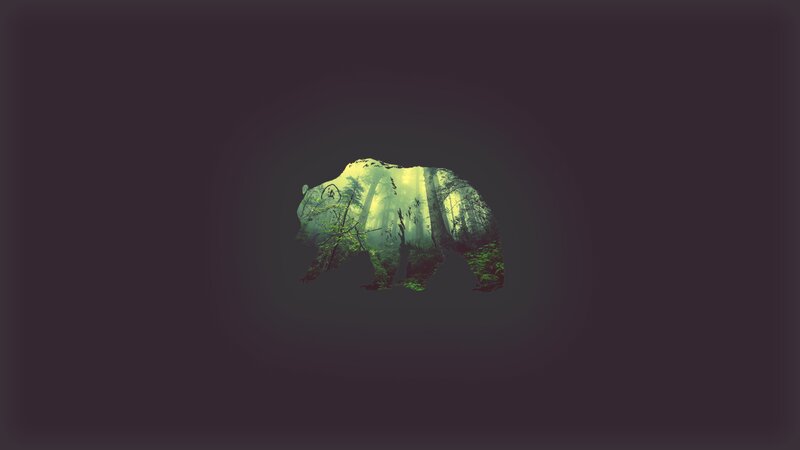 Bear Silhouette with Forest