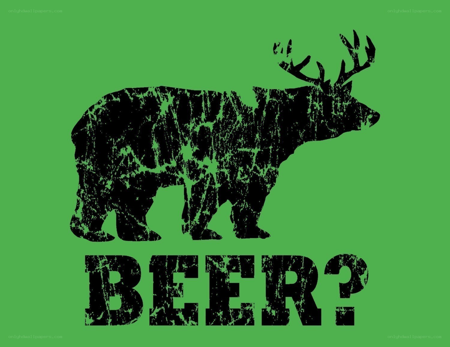 bear with antlers and beer text