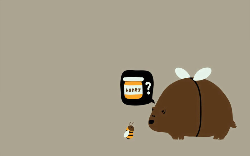 Bear with Bee Wings — Brown, Curious