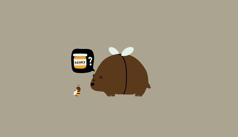 Bear with Bee Wings — Brown